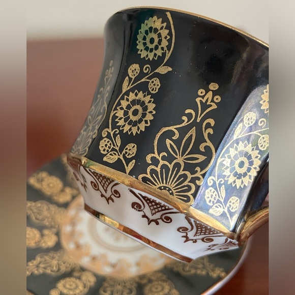 Vintage Winterling Teacup & Saucer Gold & Black on White Bavaria Germany - Picture 6 of 9